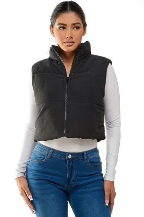 Twill Puffer Sherpa Vests