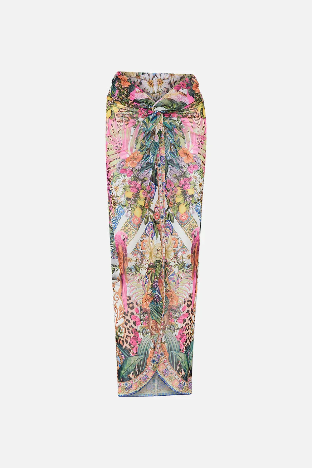 Twist Front Long Skirt - Flowers of Neptune