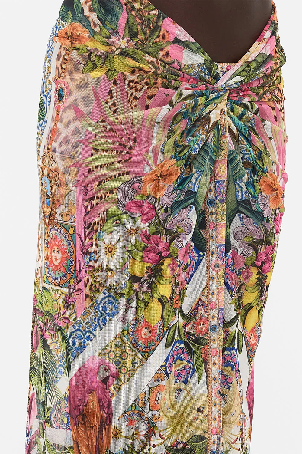 Twist Front Long Skirt - Flowers of Neptune