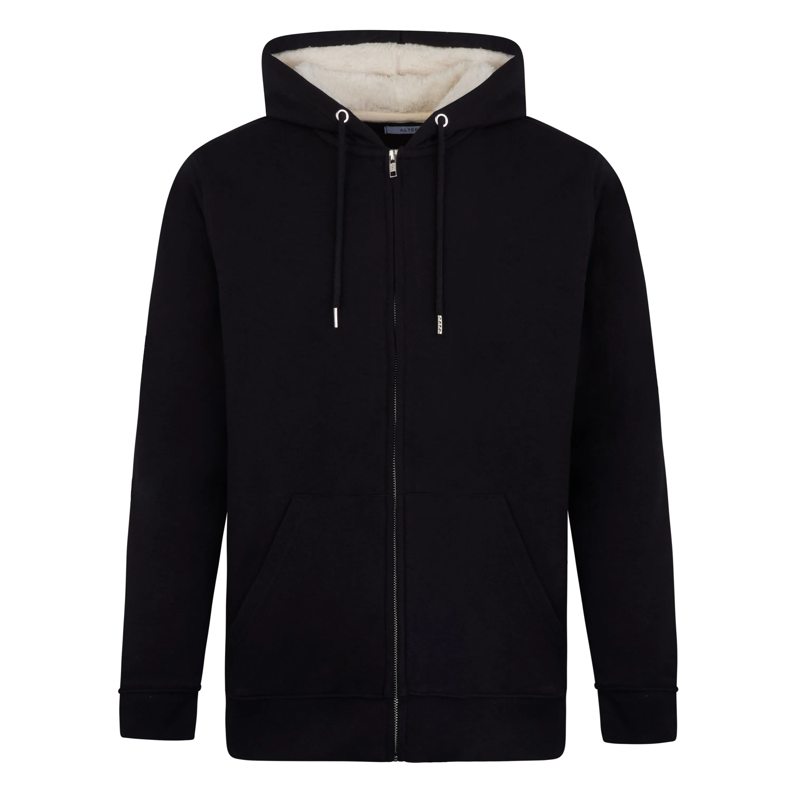 Unisex Zipped Sherpa Hoodie Pure Black