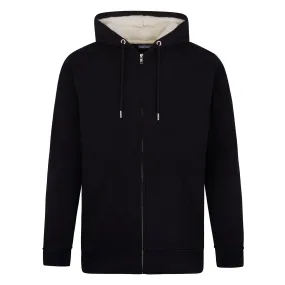 Unisex Zipped Sherpa Hoodie Pure Black