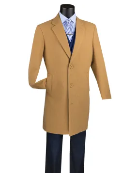 Vinci Wool & Cashmere Regular Fit Top Coat 38" Long in Camel CL38