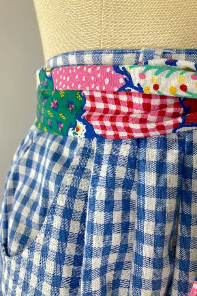 Vintage 80s Blue Gingham Skirt