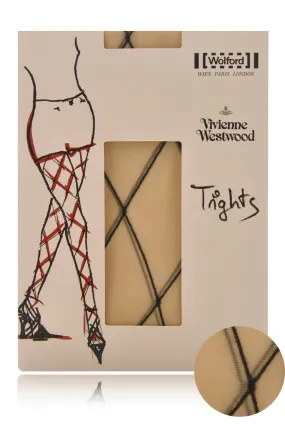 VIVIENNE WESTWOOD 18324 DIAMOND Sheer Beige Black Tights