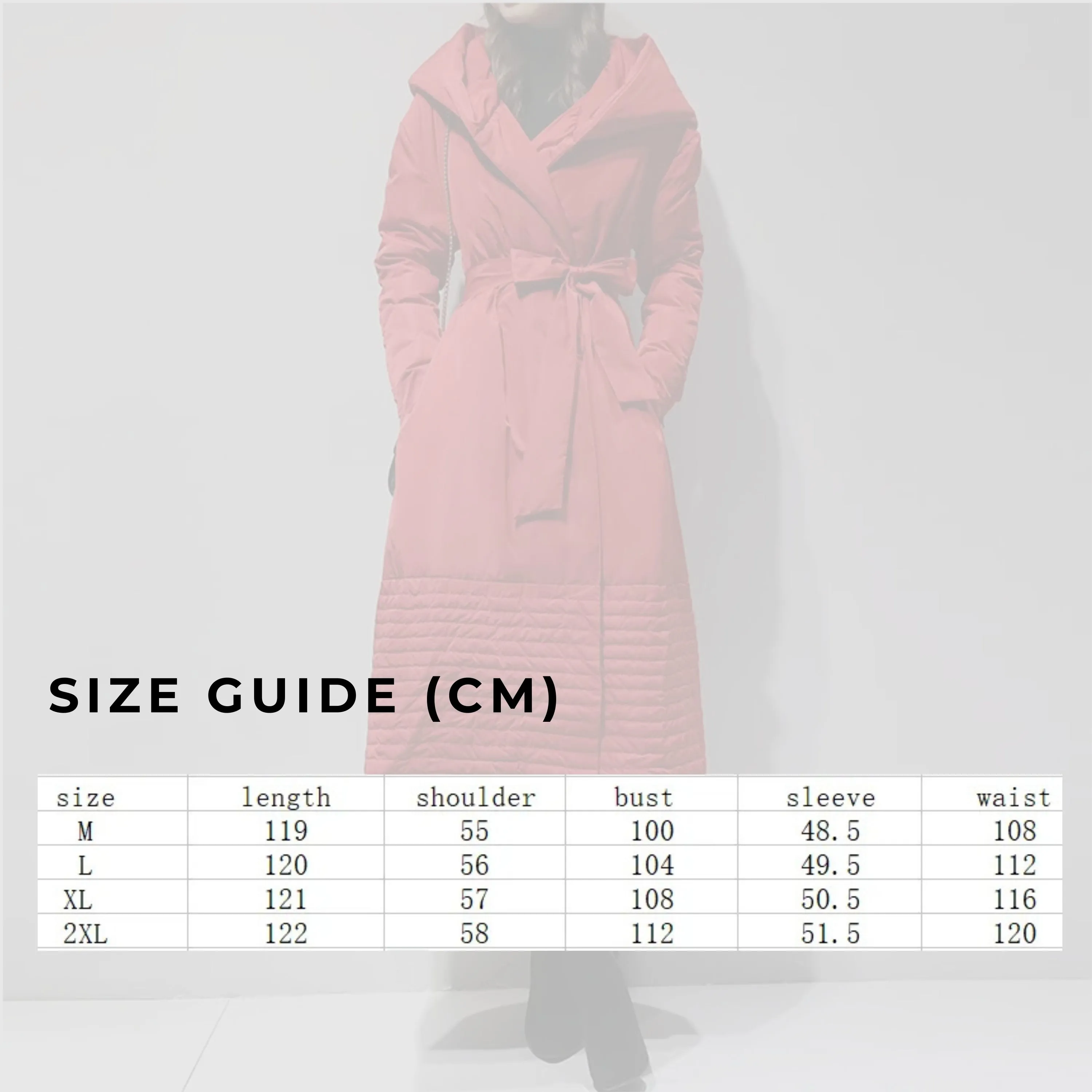 Women's Long Hooded Down Coat with Belt