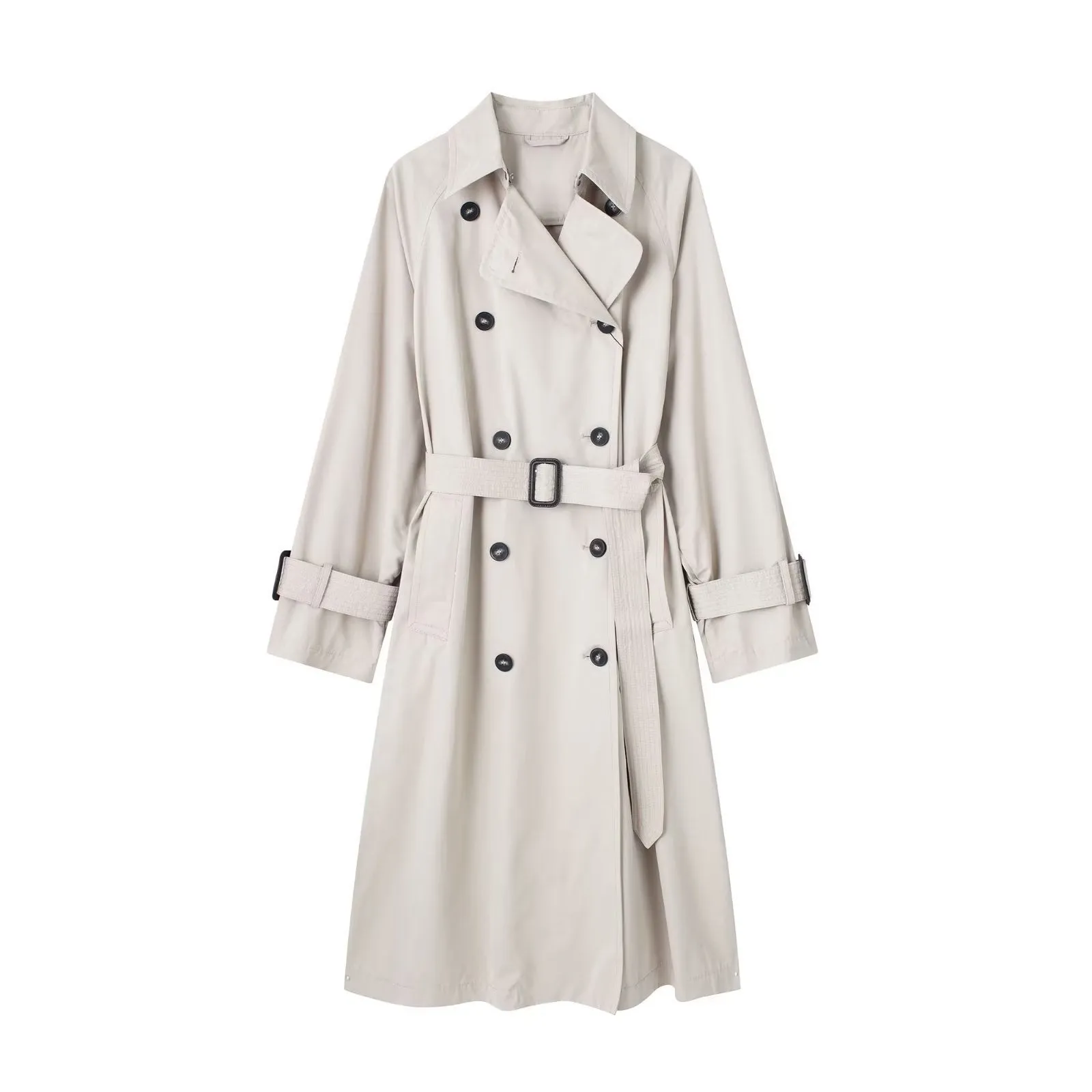 Women's Loose Long Trench Coat And Overcoat With Strap