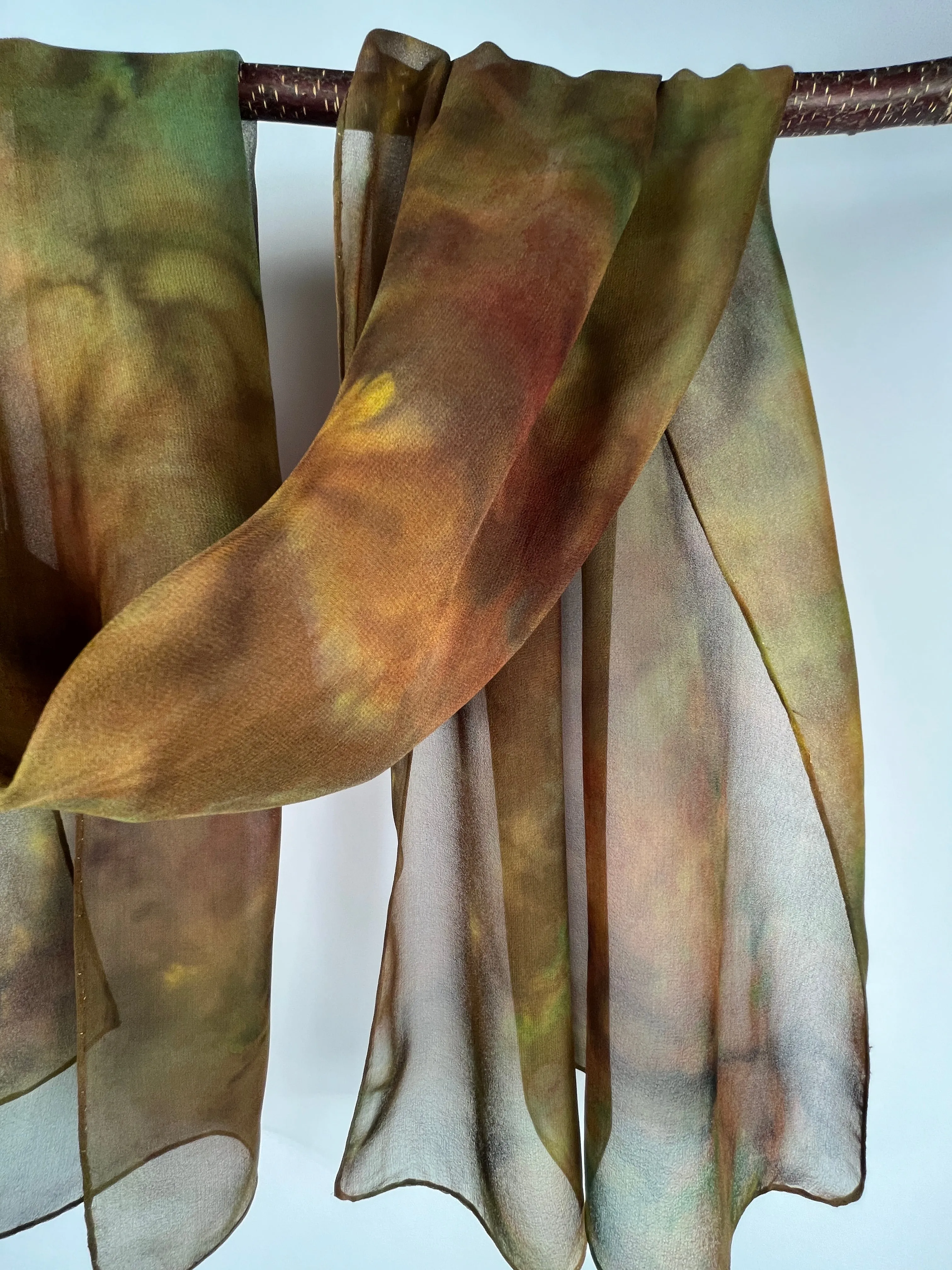 “Woodlands" - Hand-dyed Silk Scarf - $95