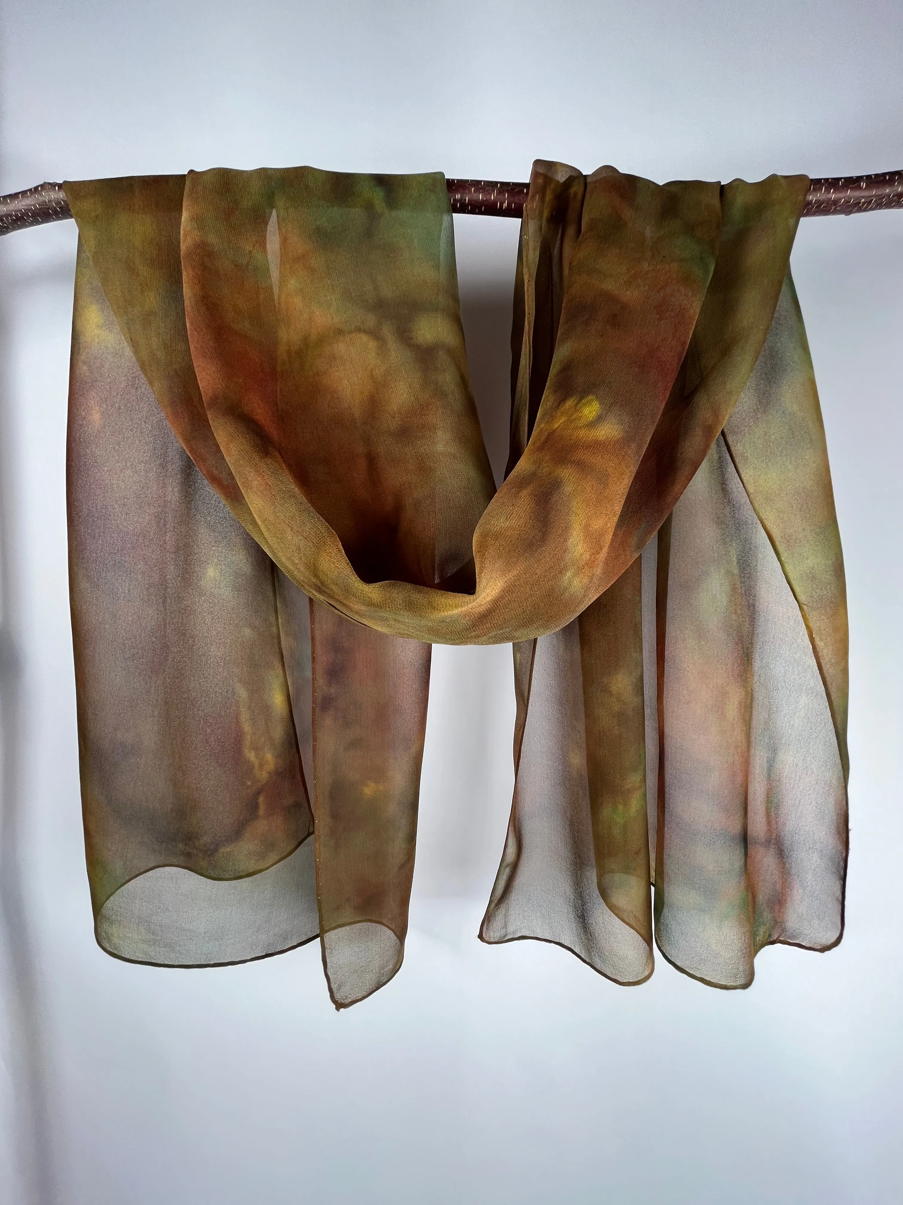 “Woodlands" - Hand-dyed Silk Scarf - $95