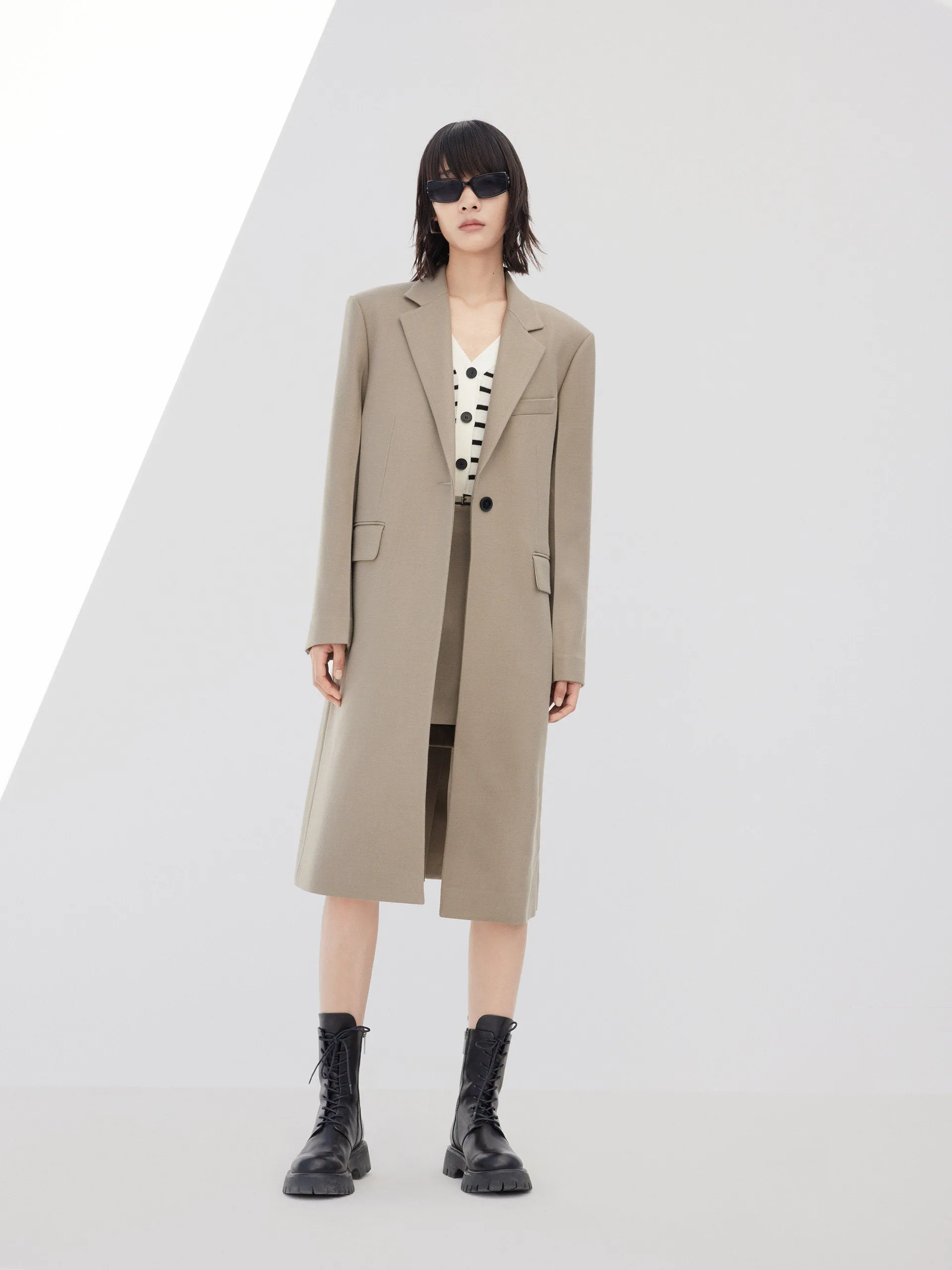 Wool Blend Blazer Coat