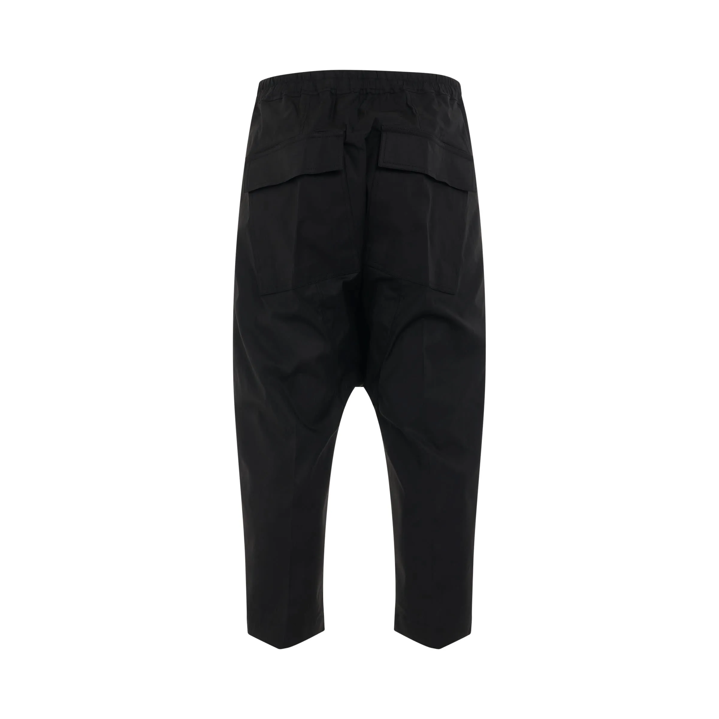 Woven Drawstring Cropped Pant in Black