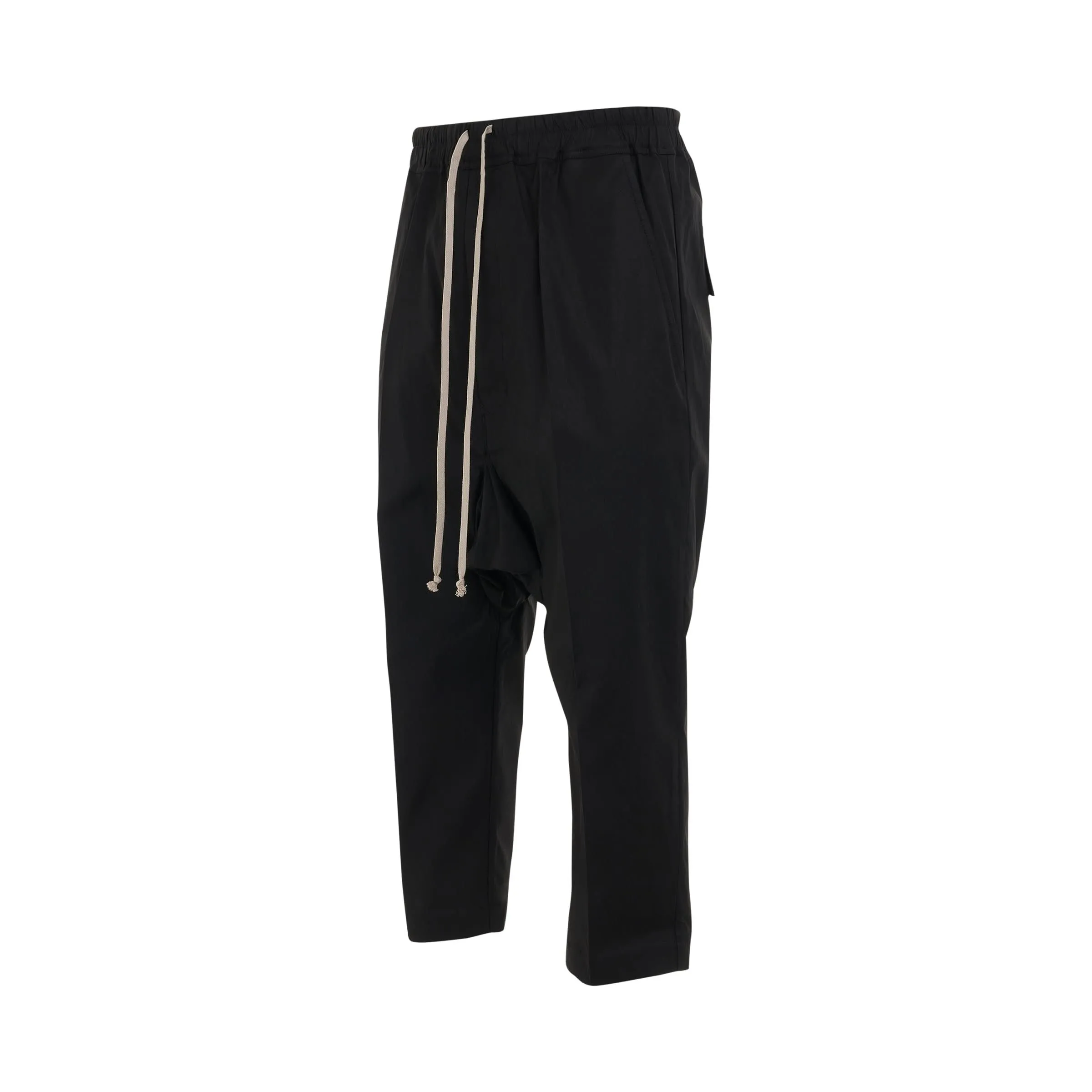 Woven Drawstring Cropped Pant in Black