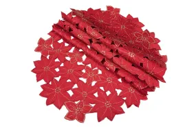 XD795022 Festive Poinsettia Doilies, Set of 4