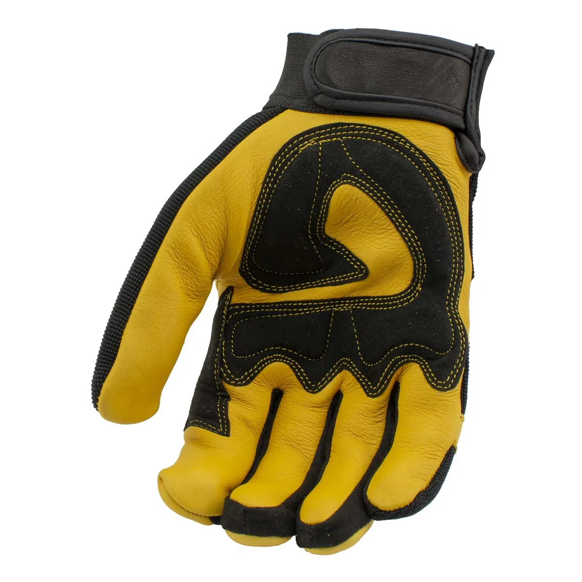 Xelement XG37548 Men's Yellow and Black Full Grain Deerskin Gloves